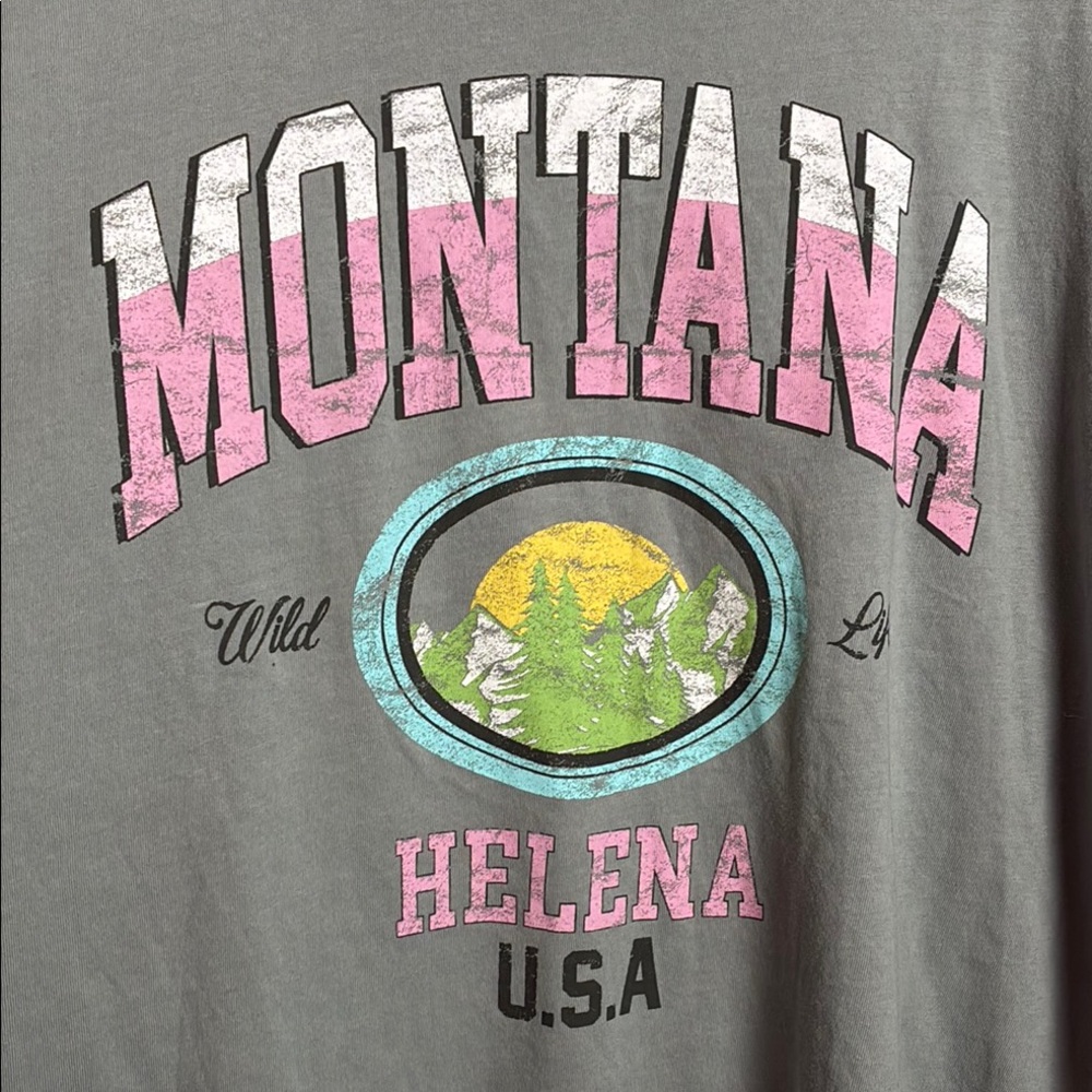 Urban Nation Gray Montana Graphic Cropped Tee - Tshirt - Picture 2 of 6